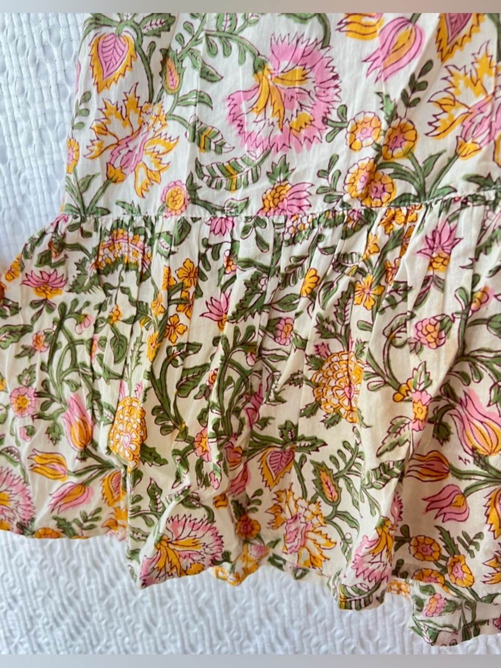 Madison Mathews Folly Floral Tiered Mini Dress Cotton Sz M - Picture 8 of 9